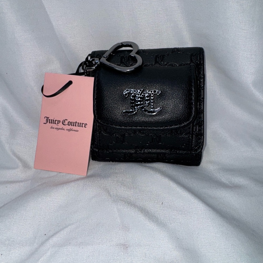 Juicy Couture Black Wallet with Silver Heart Charm